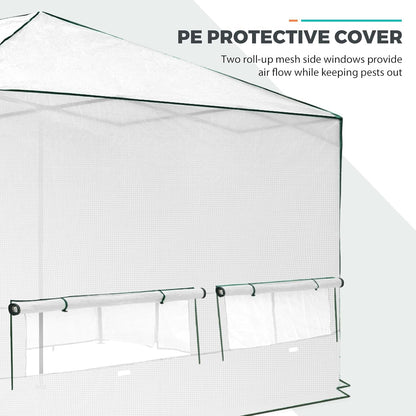 EAGLE PEAK Replacement Cover for 12x8 Portable Walk-in Pop up Greenhouse, Front and Rear Roll-Up