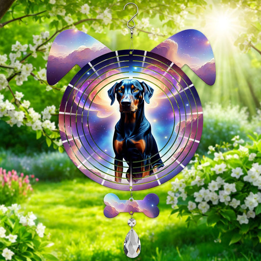 Doberman Dog Ears Wind Spinner, Doberman Wind Spinner Hanging for Yard and Garden (Doberman)