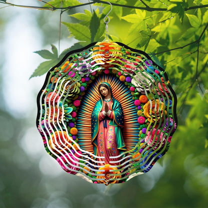 Virgin Mary Wind Spinner, Metal Wind Spinners Outdoor/Indoor,Virgin Mary Hanging Garden Decor for