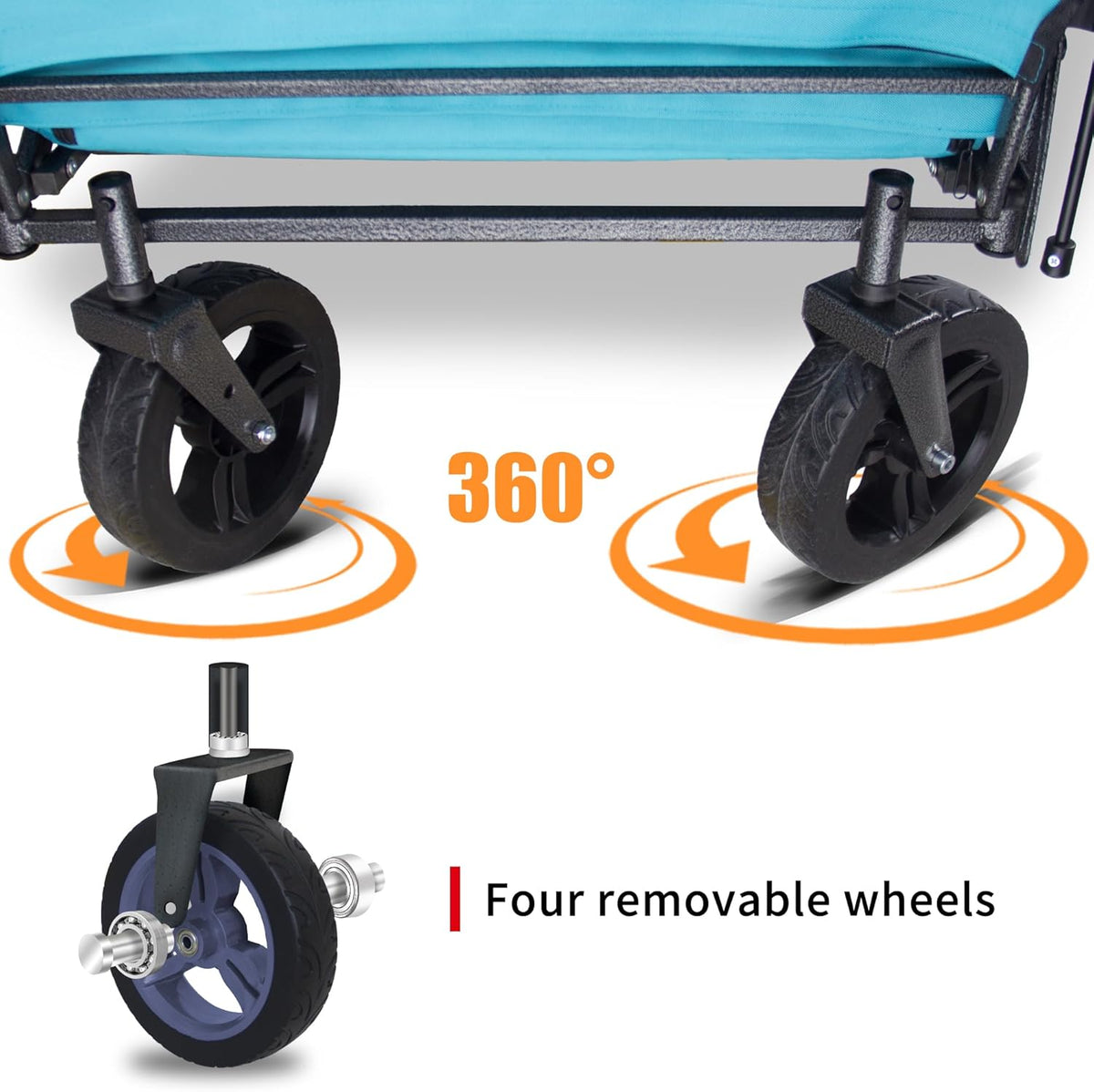 Foldable Wagon with Canopy - Collapsible Utility Cart with 2 Seats & Belts, Adjustable Handle