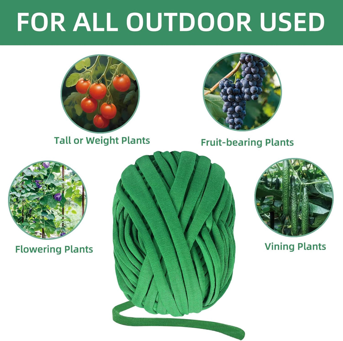 2 Packs Garden Twine, Soft Plants Ties, Green Garden String for Climbing Plants, Vines Plant