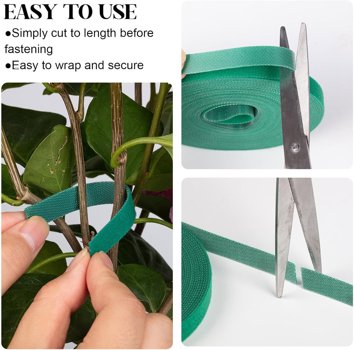 4 Roll Plant Tape Garden Ties, 131 Ft Green Plant Ties for Climbing Plants, 1/2" Adjustable Twist