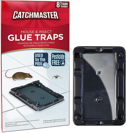 Catchmaster Mouse & Insect Glue Traps 8-Pk, Adhesive Rodent & Bug Catcher, Mouse Traps Indoor for