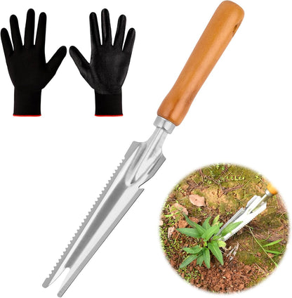 5-in-1 Stainless Steel Hand Weeder Puller Tool & Dandelion Fork Knife - Hand Weed Removal Tool for