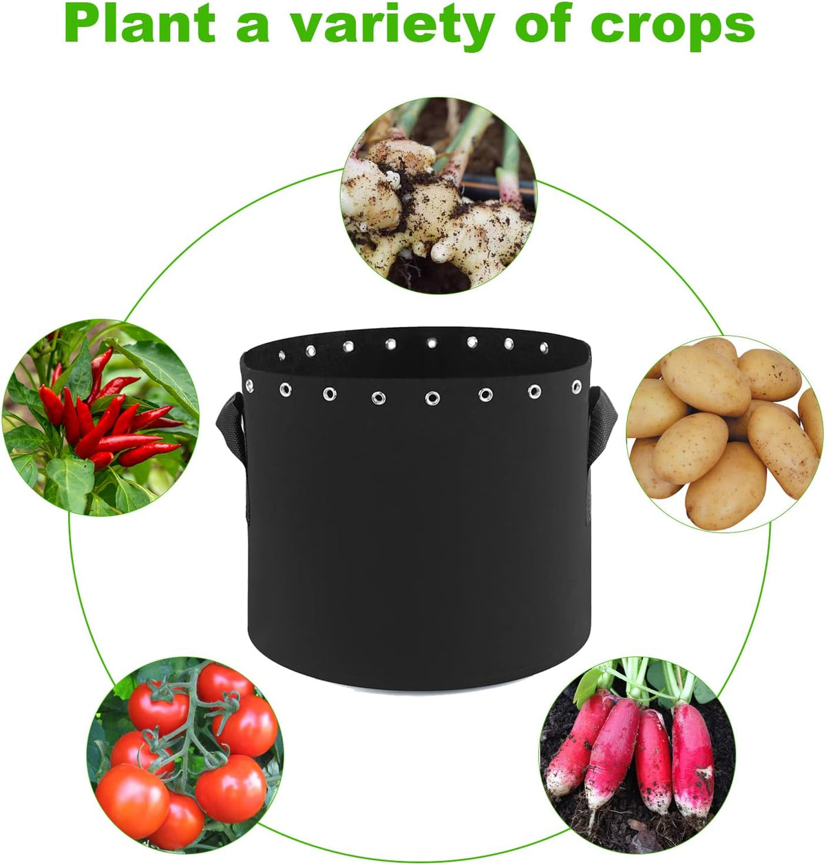 3 Gallon Fabric Pots with Holes 5 Packs with Handles Plant Grow Bags