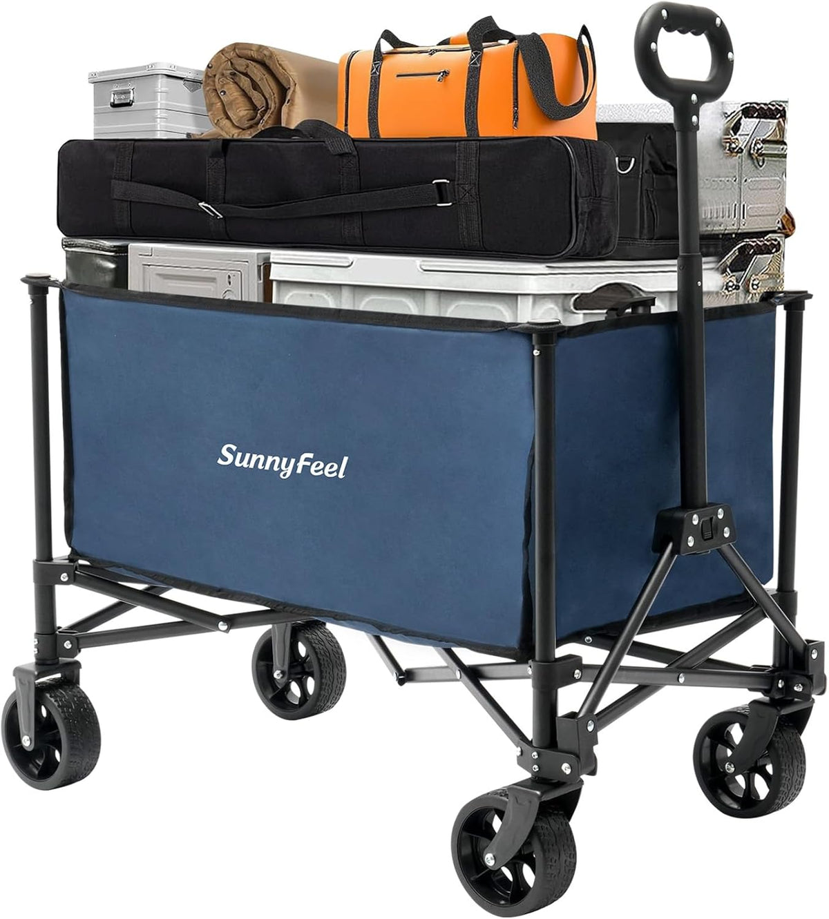 SUNNYFEEL Collapsible Wagon Cart with Wheels Foldable - 176lbs Standard Borderless Version Wagon