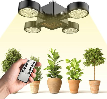 SANSI Grow Lights for Indoor Plants, Full Spectrum with Remote Control, Dimmable, Auto On Off 4 8