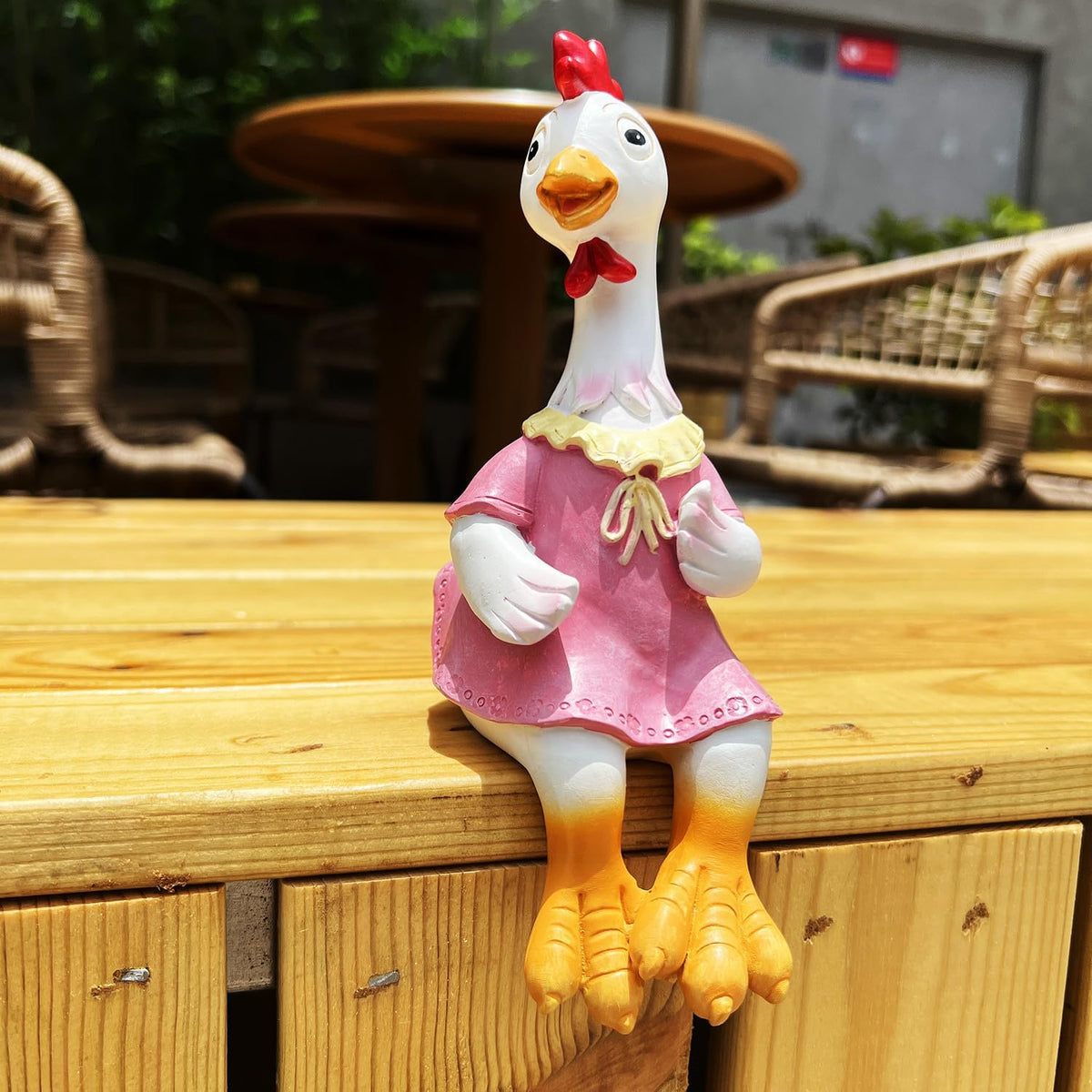 Handside Couple Duck Garden Statues Cartoon Resin Cute Sitting Chicken Sculpture Goose Lovers
