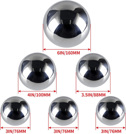 MOLIGOU 6 Pcs Stainless Steel Gazing Balls, 6in/4in/3.5in/3in Diameter Reflective Spheres, Gazing