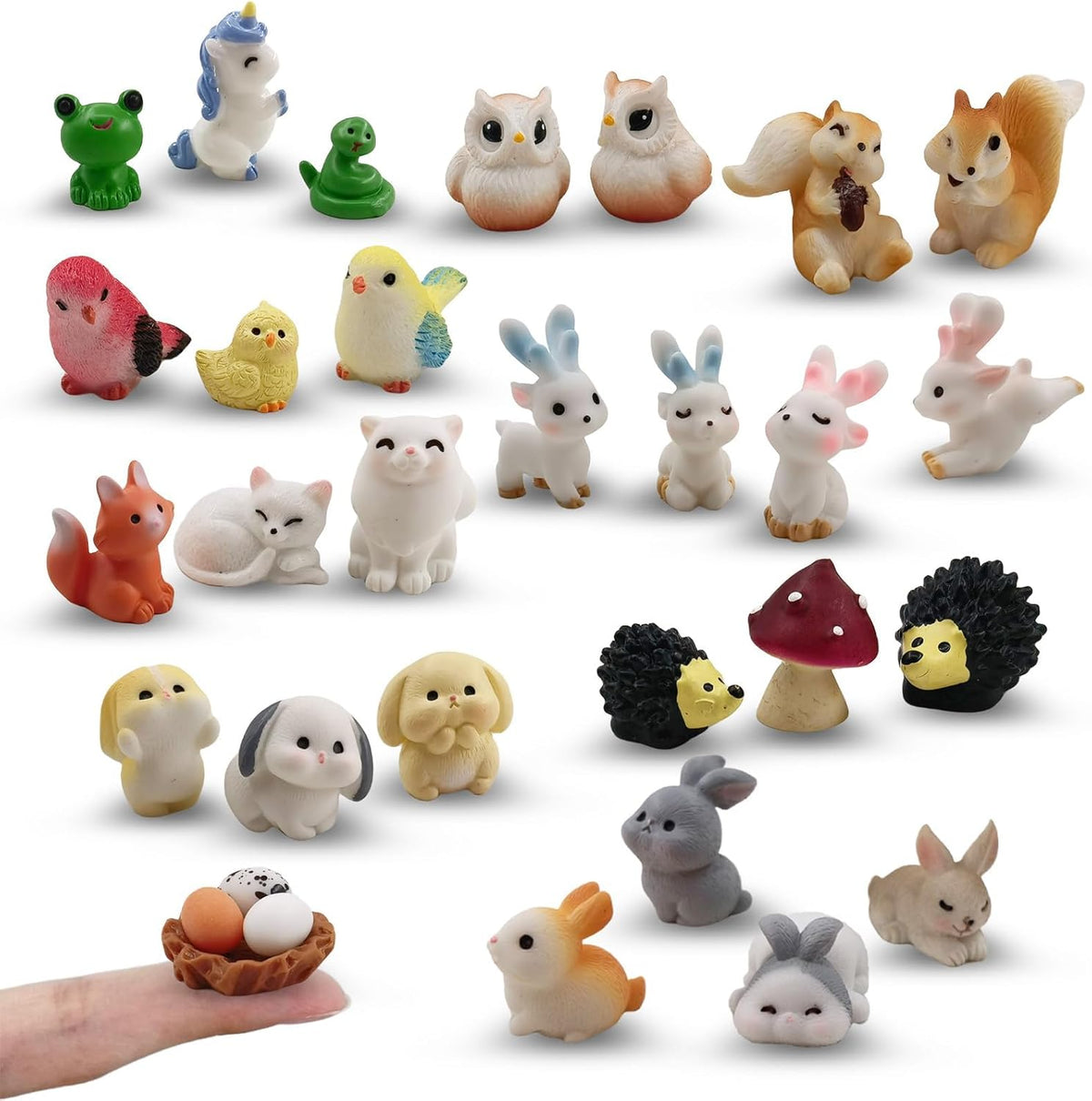 30 Pcs Tiny Resin Animals to Hide Mini Forest Animals Figurines for Miniature Garden Fairy Garden