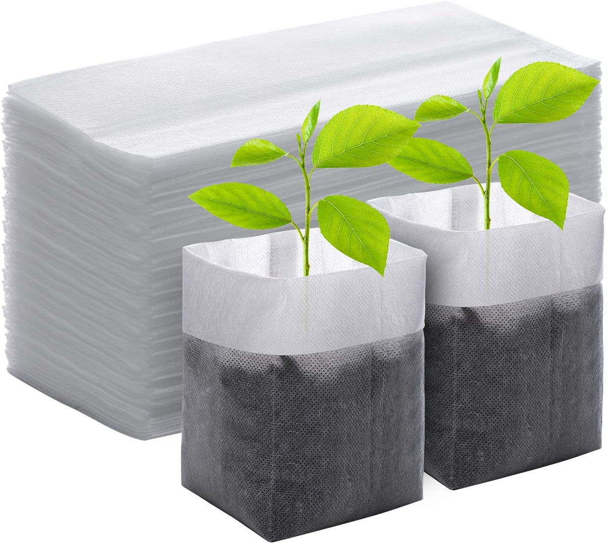GREANER 100PCS Nursery Growing Bags Large, 7.8x8.6 inches Biodegradable Non-Woven Fabric Seedling