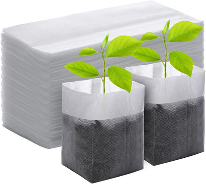 GREANER 100PCS Nursery Growing Bags Large, 7.8x8.6 inches Biodegradable Non-Woven Fabric Seedling