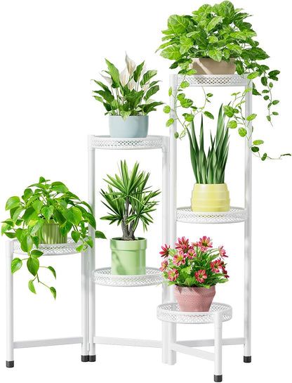 iDavosic.ly Plant Stand Indoor Outdoor, 6 Tier Corner Metal Flower Display Holder Shelf, Folding