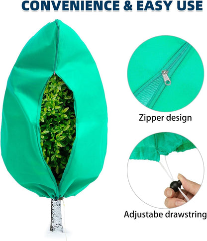 Homimp Plant Covers Freeze Protection, 2 Pack Frost Covers with Zipper Drawstring (71" x 82.7")