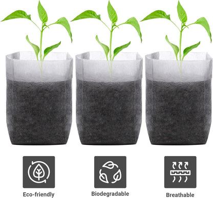 GREANER Biodegradable Seed Nursery Bags - 6.6x7.8 inches, 100PCS Non-Woven Plants Grow Bags for