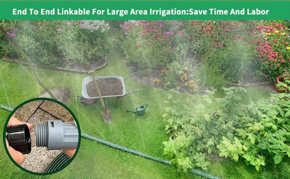 Watoo 2025 Sprinkler Hose & Soaker Hose for Yard - 50 FT Reinforced Flat Garden Hose with Holes