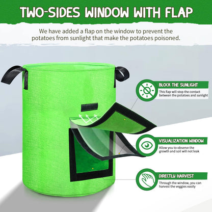 SCENGCLOS 10 Gallon Potato Grow Bags, 6 Pack, Two-Sided Transparent Flap, Breathable Non-Woven