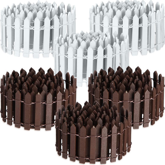 Kigley 6 Pcs 40 Inch Fairy Fence Wood Miniature Garden Picket Fence Decorations for DIY Plant Pot