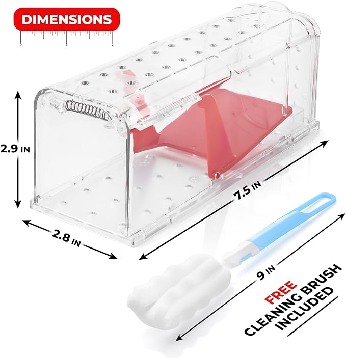 Humane Mouse Trap Pack of 4 - No Kill - Live Mouse Traps Indoor for Home Use - Reusable Rodent