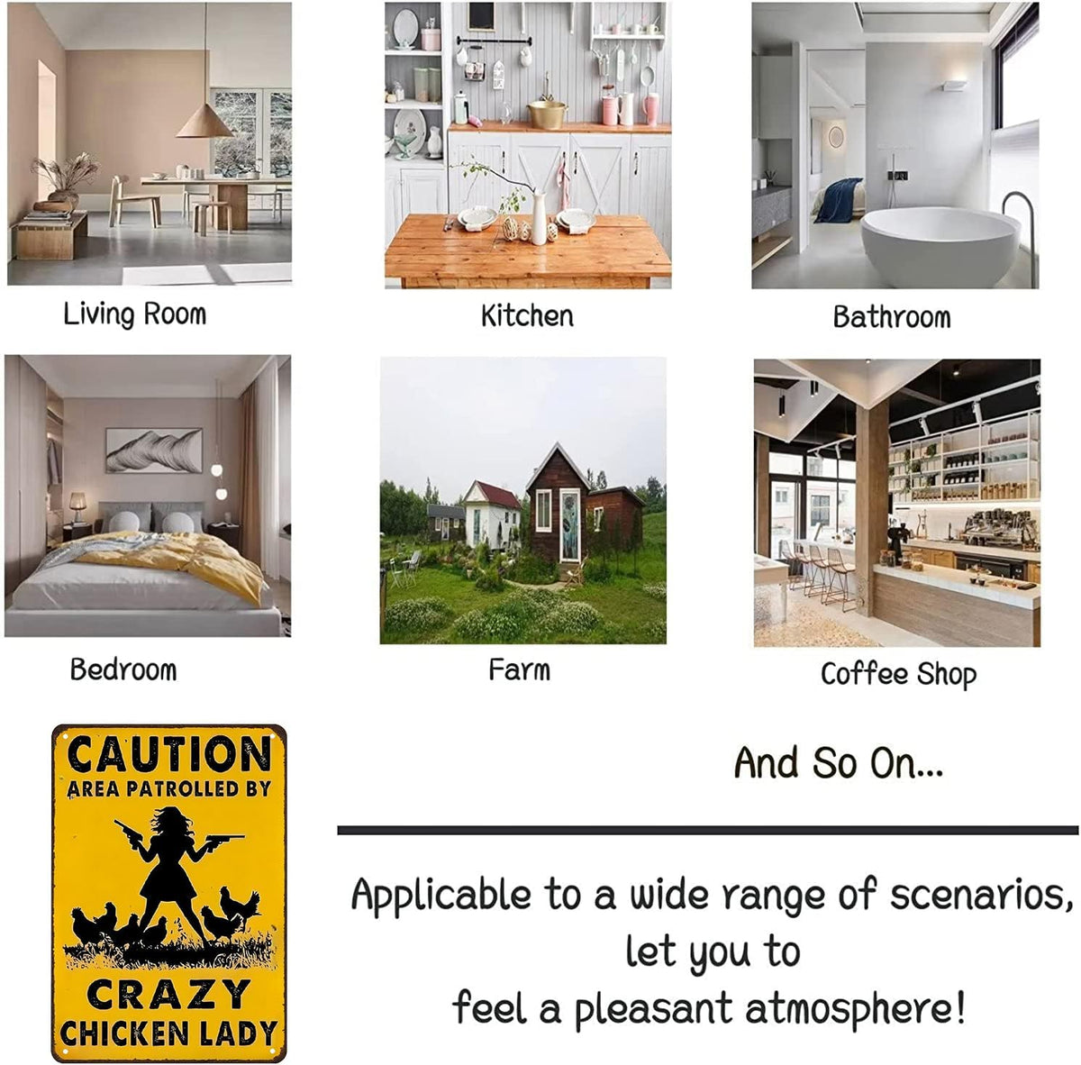 Funny Chicken Gifts Caution Area Patrolled By A Crazy Chicken Lady Tin Sign for Home Farm Chicken