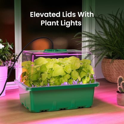MIXC Seed Starter Kit with Grow Light, Elevated Seedling Tray Kit with Adjustable Humidity Dome and