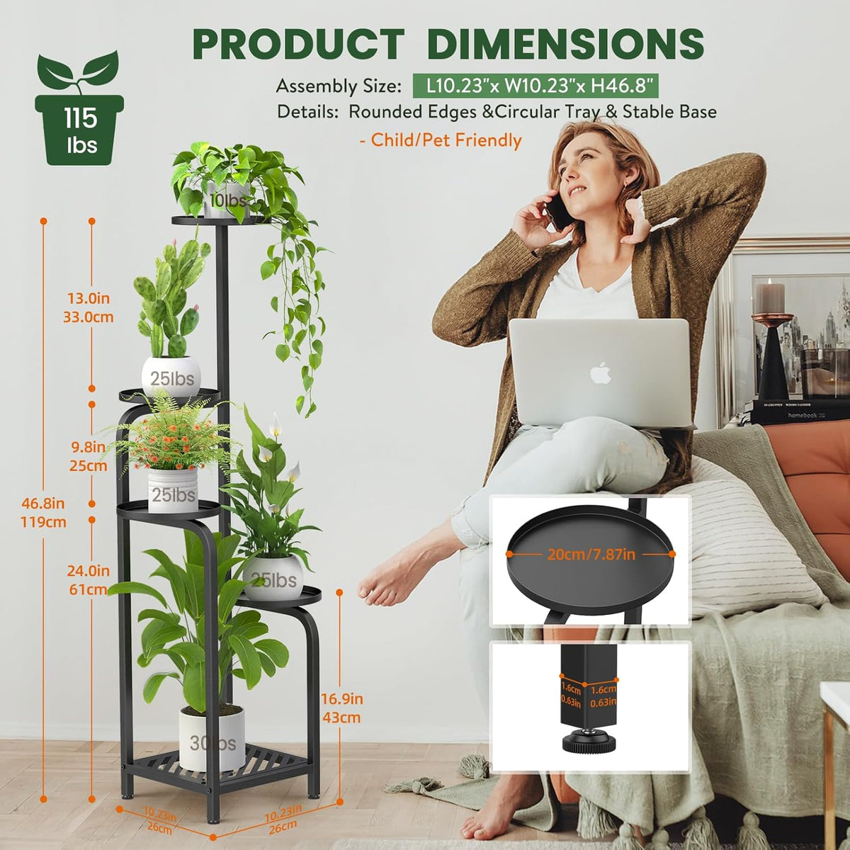 TOSKING 5 Tier Tall Plant Stand Indoor Outdoor, Heavy Duty Corner Shelf for Plants & Decor, Space