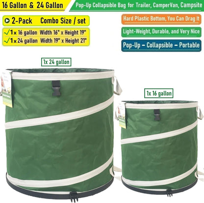 16 Gallon and 24 Gallon Collapsible Trash Can Solid Bottom for Pop-Up Trash Can,Recycling Bin,RV