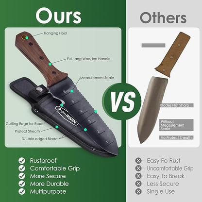 Hori Hori Garden Knife, Garden Tools with Sheath for Weeding,Planting,Digging, 7" Stainless Steel