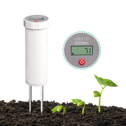 LAWNFUL Digital Soil pH Meter, Industrial Grade Soil pH Tester with Calibration-Free LCD Display