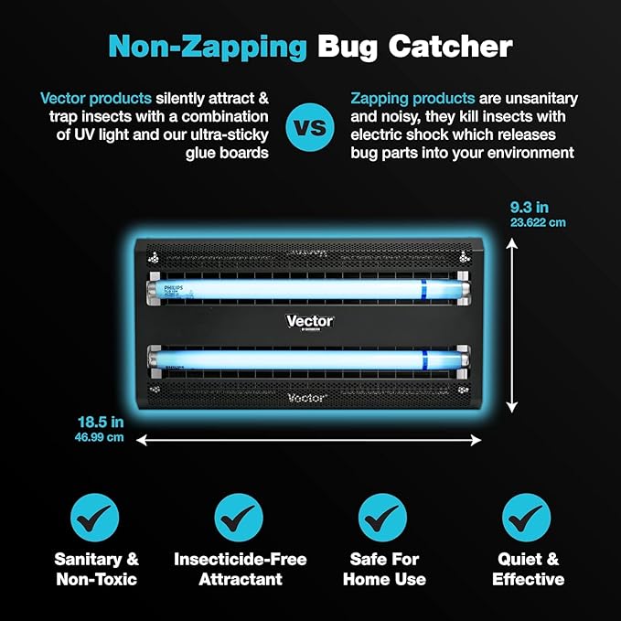 Catchmaster Vector 30, UV Light Fly Traps Indoor for Home, Electric Gnat Traps for House Indoor