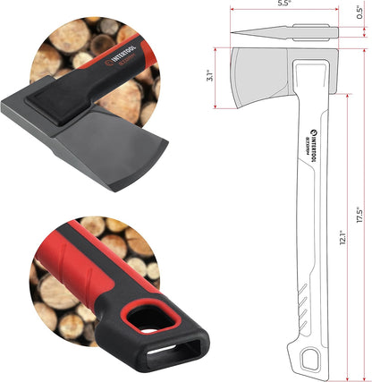 INTERTOOL Long Hatchet Camping Axe for Wood Chopping and Kindling - 18" Ax Tool for Splitting