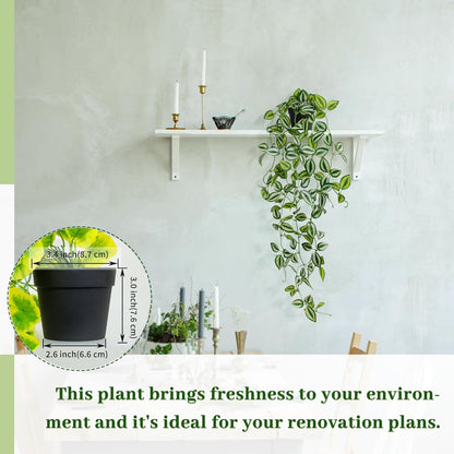 Artificial Plants Indoor Small Potted Hanging Vine plnat 39-in Long Fake Green Eyebrow Leaf Plant