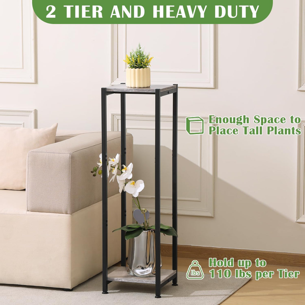 Extra Tall Plant Stand Indoor,40 Inch Plant Stands,2 Tier Metal Plant Stand with Heavy Duty