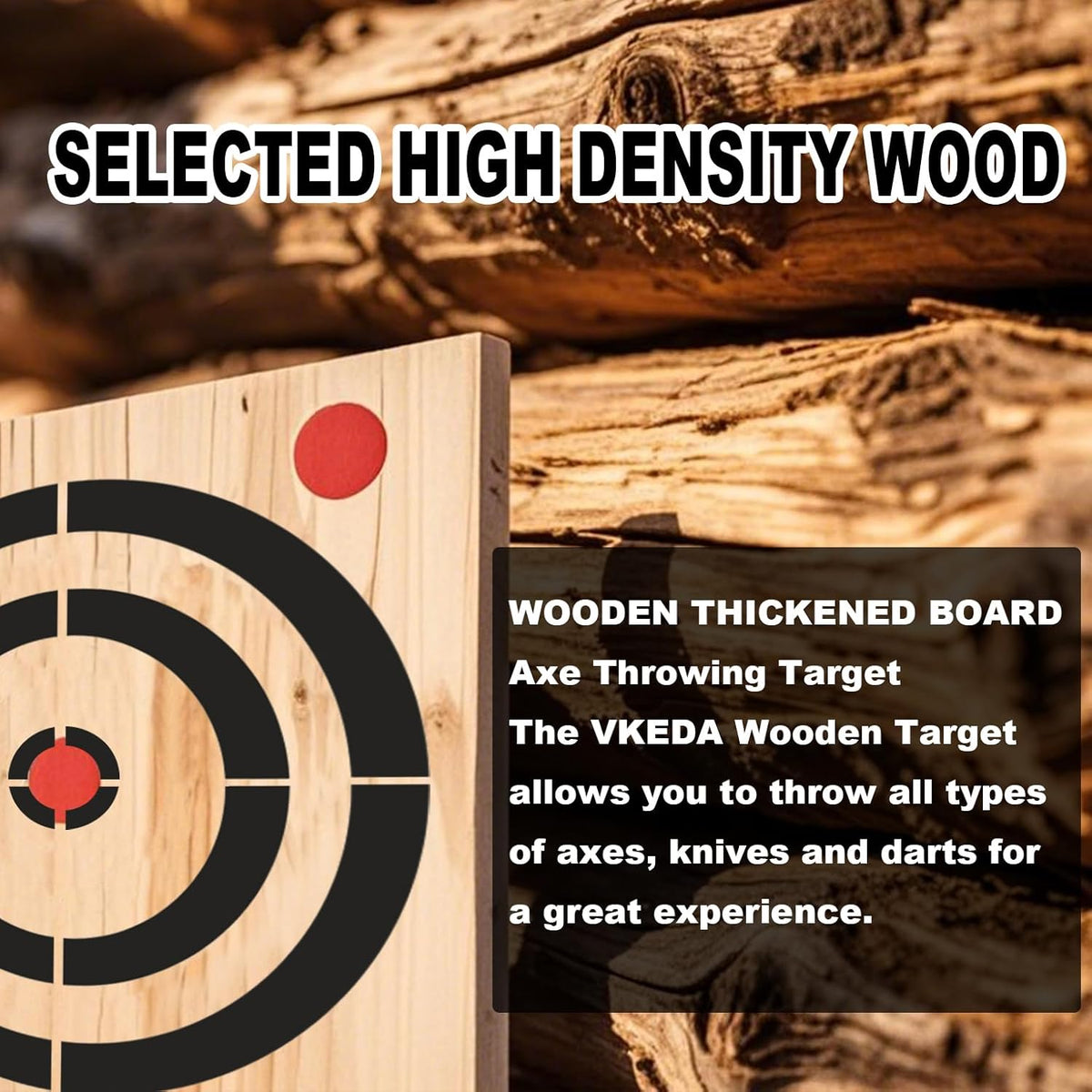 Axe Throwing Wooden Target with Handles & KnifeThrowing with Steel Chain