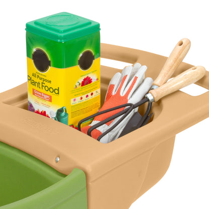 Simplay3 Easy Haul Durable Wheelbarrow with Garden Tool Storage Tray - Large Easy Turn Wheels
