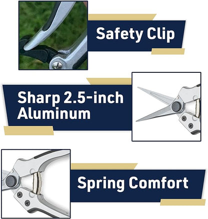 Pruning Shears - Garden Scissors Florist Snips - 2.5” Blades - Flower Scissors for Cutting Fresh