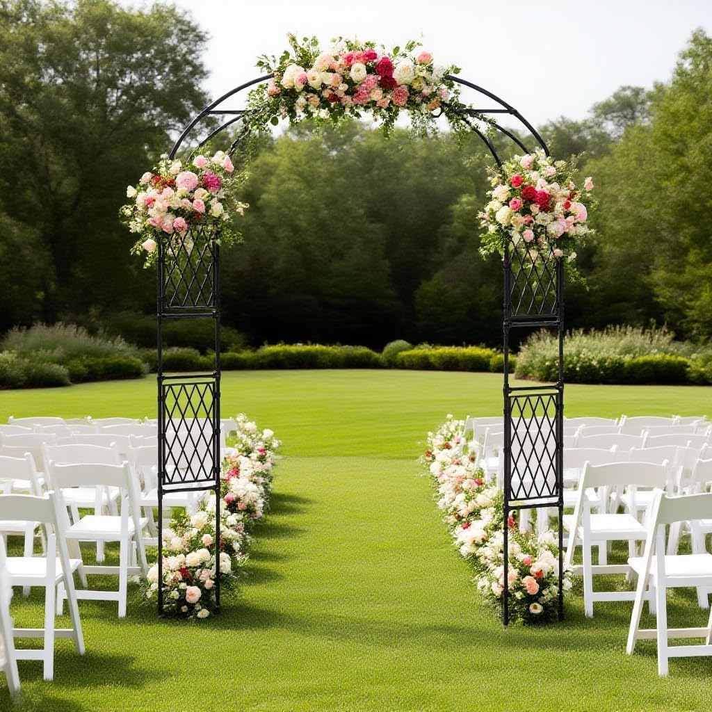 Metal Garden Arbor, 86.6" x 47" Arch Trellis for Climbing Plants, Weather-Resistant Decorative