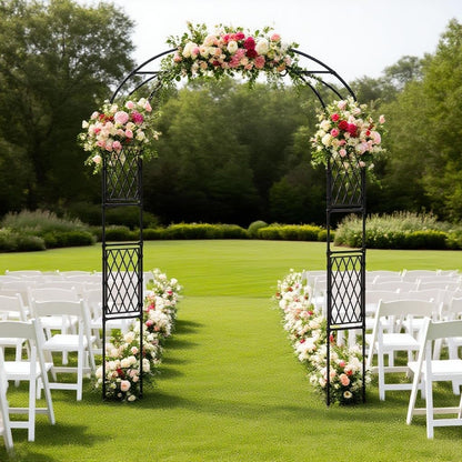 Metal Garden Arbor, 86.6" x 47" Arch Trellis for Climbing Plants, Weather-Resistant Decorative