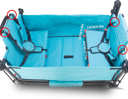 TMZ Collapsible Wagon Cart with Side-Opening Seat Conversion Design, Foldable Utility Wagon with 2