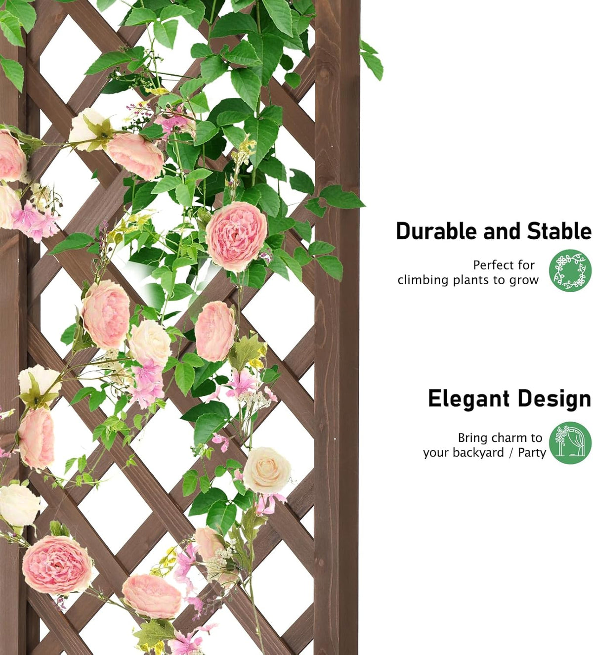 VINGLI Wooden Garden Arbor, Wedding Arch, 7ft Arch Backdrop Stand for Ceremony, Wood Trellis for
