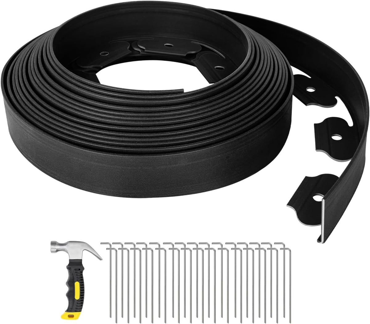 GROWNEER 33FT Landscape Edging Flexible 2 inch Tall Garden Border with 30pcs Galvanized Steel