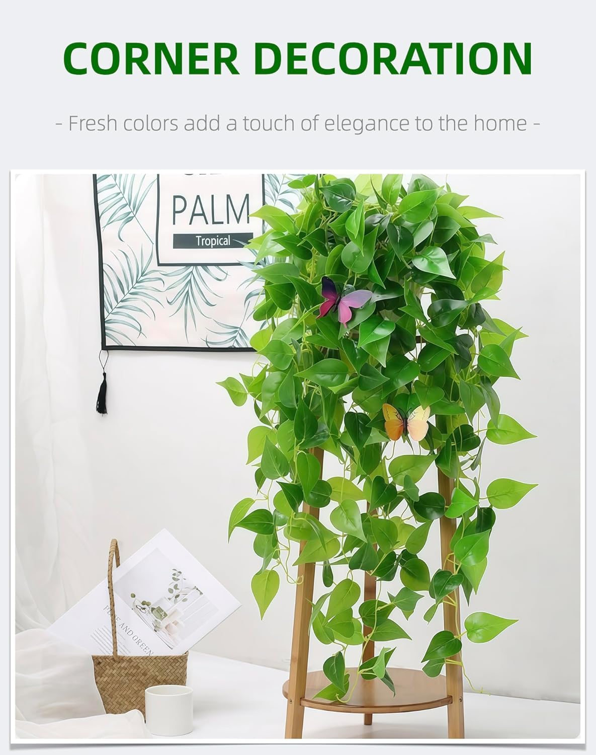 2 Pack Artificial Hanging Ivy Plants (3.6ft) - Fake Vine Greenery for Indoor/Outdoor Decor, Wedding