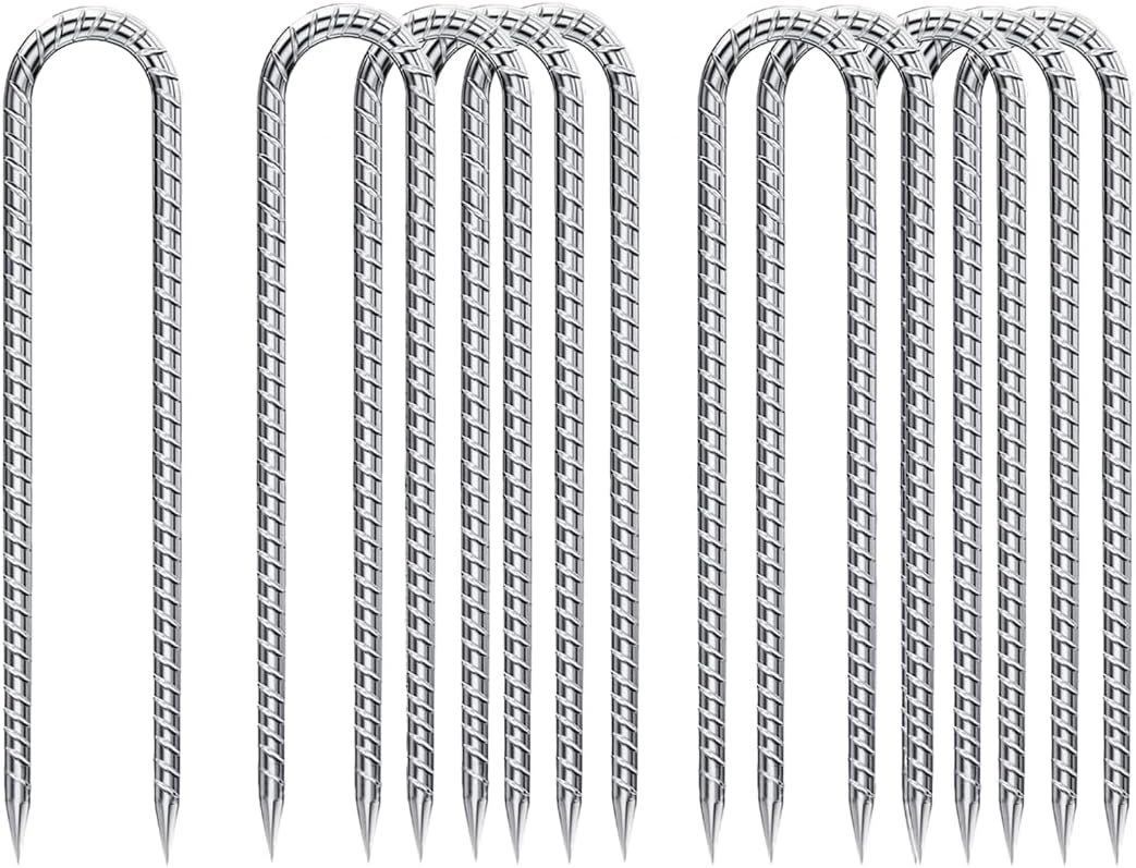 U-Hook-Rebar-Stakes-12 Inch, Ground Stakes Heavy Duty Rebar Stakes for Camping 8pcs Rebar Stakes