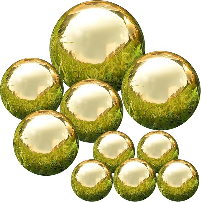 Nerien Gazing Ball, Stainless Steel Garden Mirror Globe, Polished Ornament Sphere, Hollow Floating