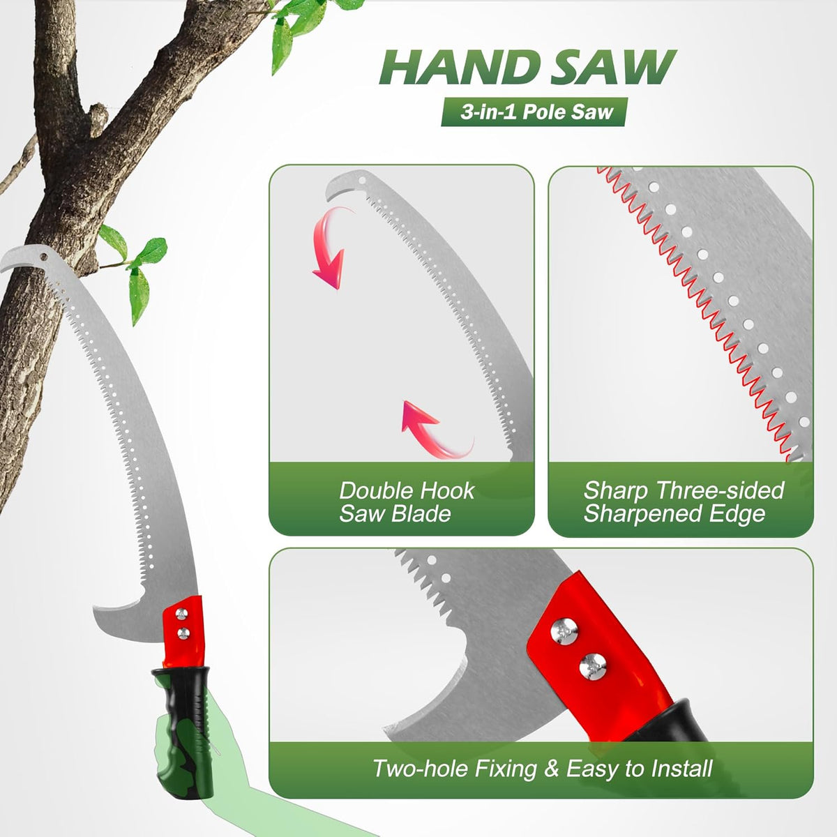 Walensee Pole Saws for Tree Trimming,7.2-27FT Extendable Tree Pruner,Manual Branch Timmer with