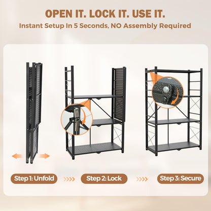EAGLE PEAK 4-Tier Foldable Greenhouse Shelf, Heavy Duty Metal Storage Rack, No Assembly Steel