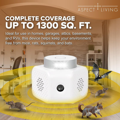 Ultrasonic Pest Repeller Plug in – White 4 Modes Rodent Repellent for Mice, Rats, Squirrels, Bats