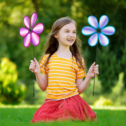 4PCS Wind Spinners for Yard and Garden 11 Inches Colorful Lawn Pinwheels Flower Wind Spinners