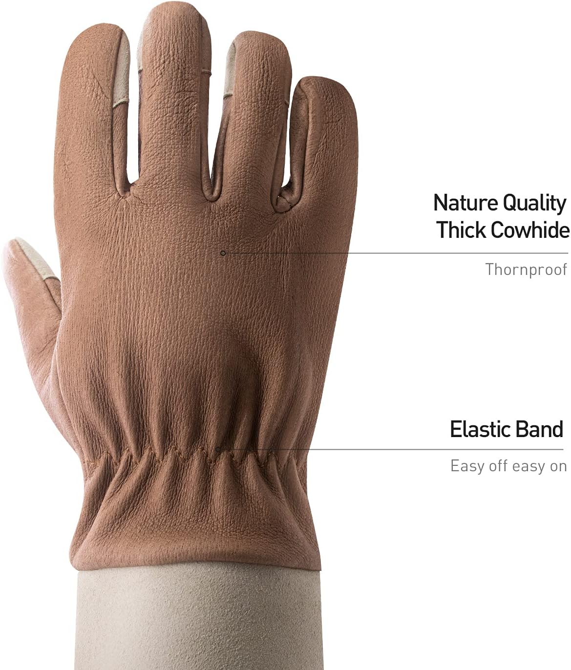HANDLANDY Long Gardening Gloves for Men & Women, Thorn Proof Rose Pruning Gloves Leather Gauntlets