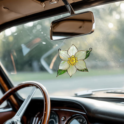 Narcissus December Birth Month Flower Acrylic Suncatcher Stained Glass Effect Window Car Hanging